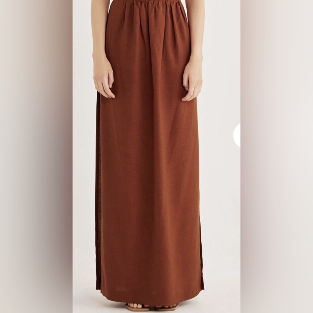 Orange Pleated Maxi Skirt for Casual Resort Wear